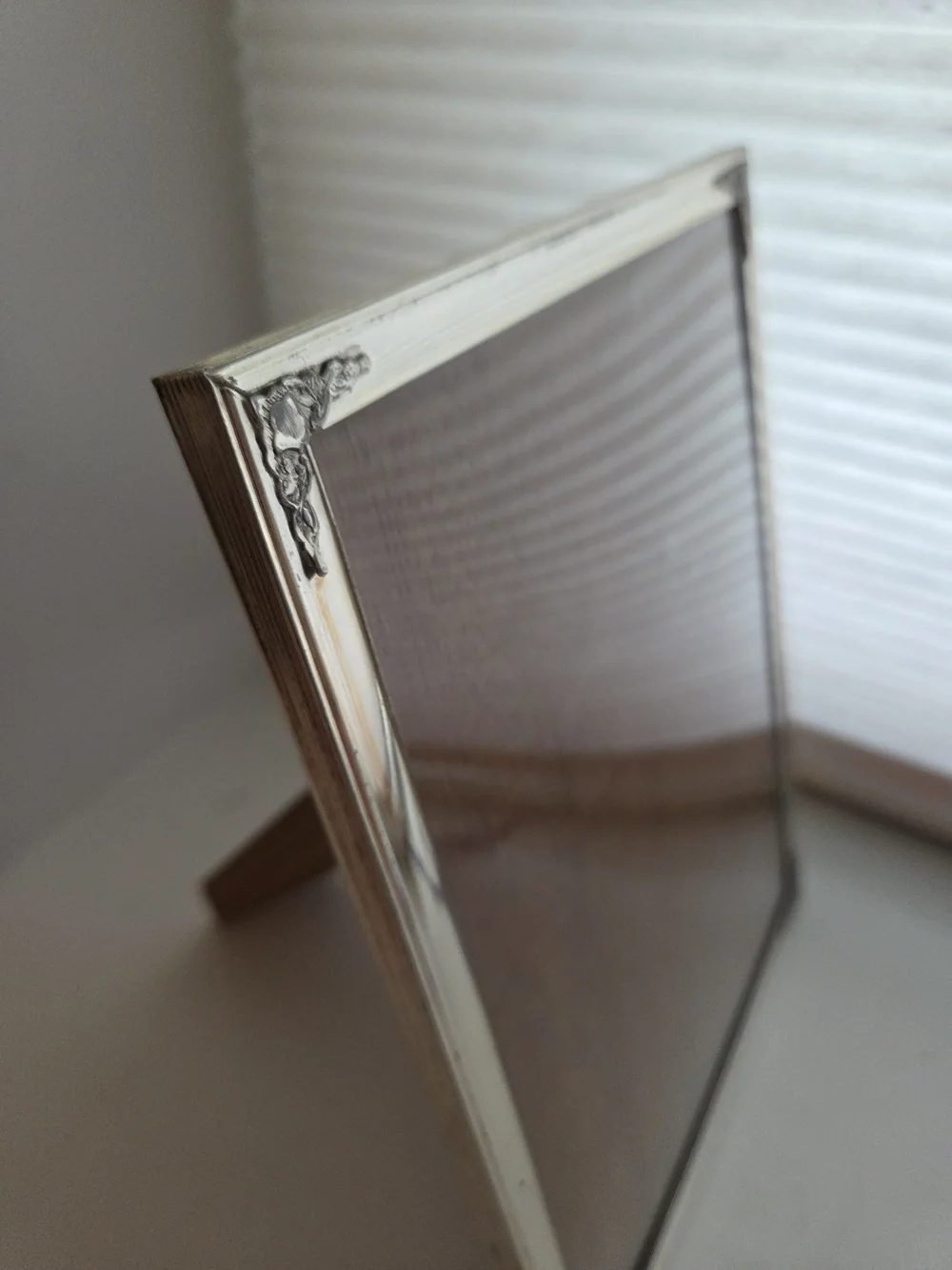 Vintage Silver Plated Bubble Convex Glass Picture Frame, 9x7
